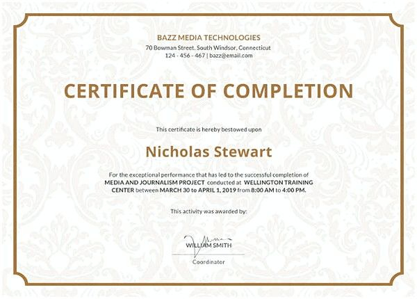 Free Journalism Certificate TUTORE ORG Master Of Documents