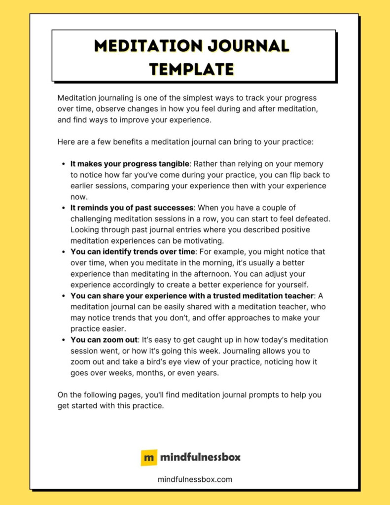 Free Meditation Journal Template Examples To Make Journaling Easier