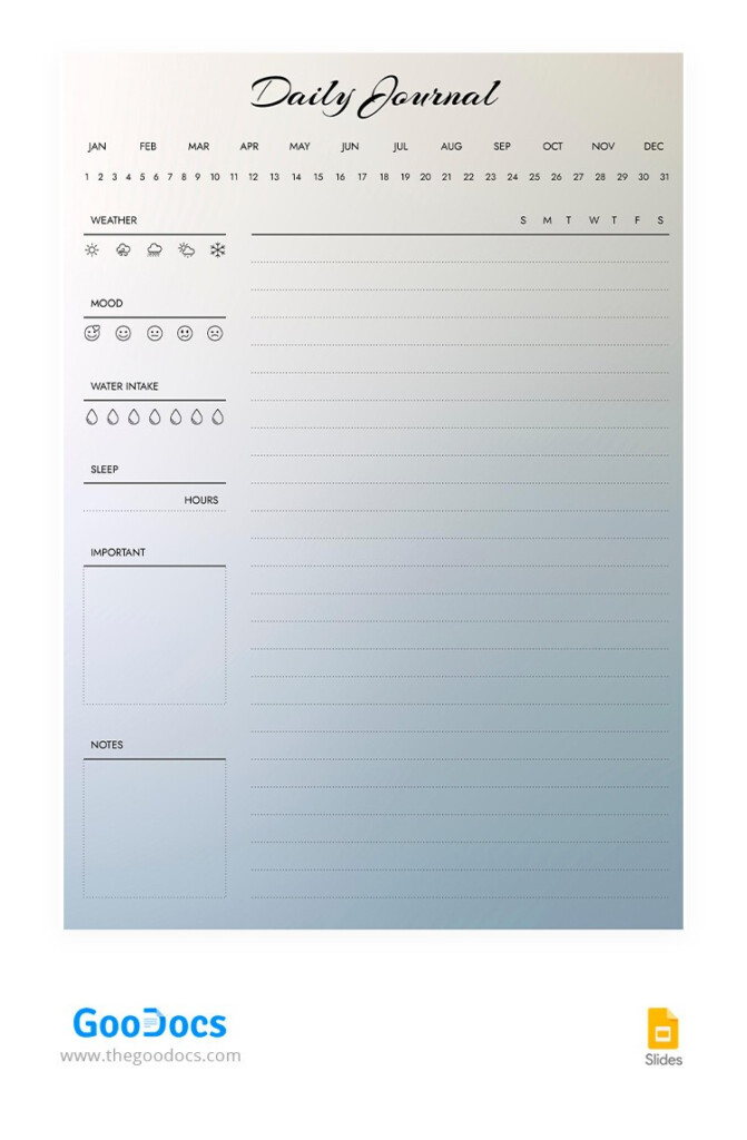 Free Pastel Daily Journal Template In Google Slides