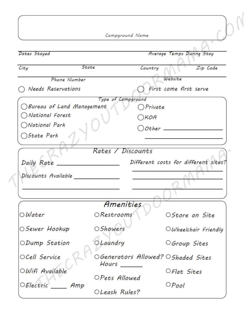 FREE Printable RV Camping Log Pages For Your 3 Ring Binder The Crazy 