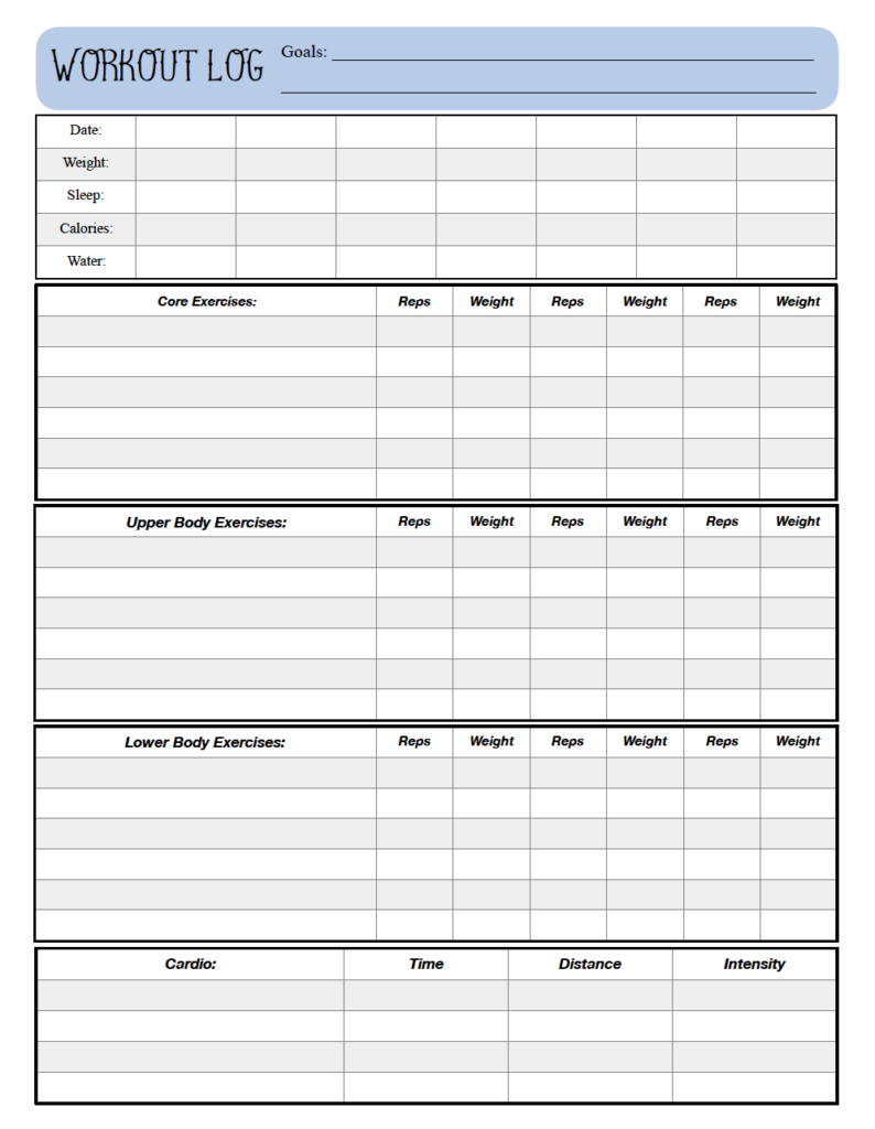 Free Printable Workout Journal Printable Templates