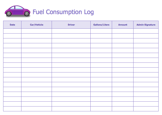 Fuel Consumption Log Templates Word Templates
