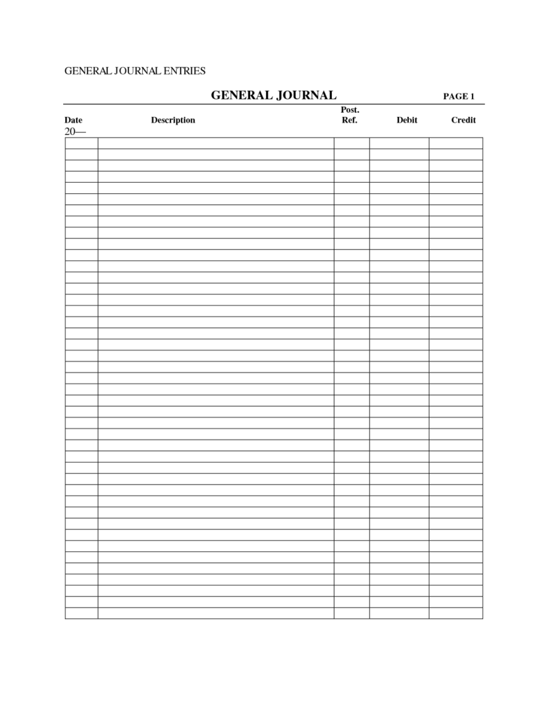 General Journal Entry Template Best Templates Templates Printable Free 