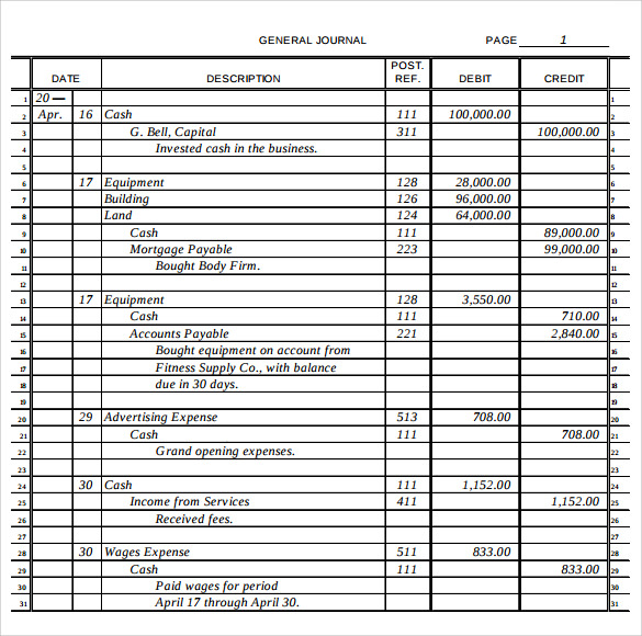 General Ledger Template Professional Word Templates