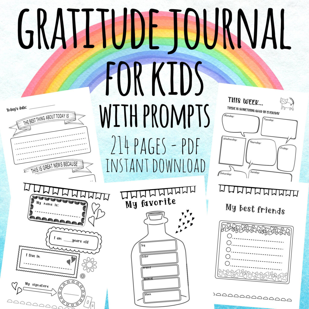 Gratitude Journal For Kids With Prompts Printable PDF Instant 