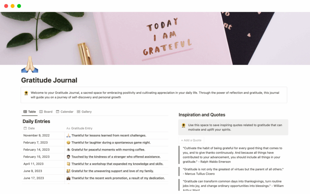 Gratitude Journal Template By Idea Palette Notion Marketplace