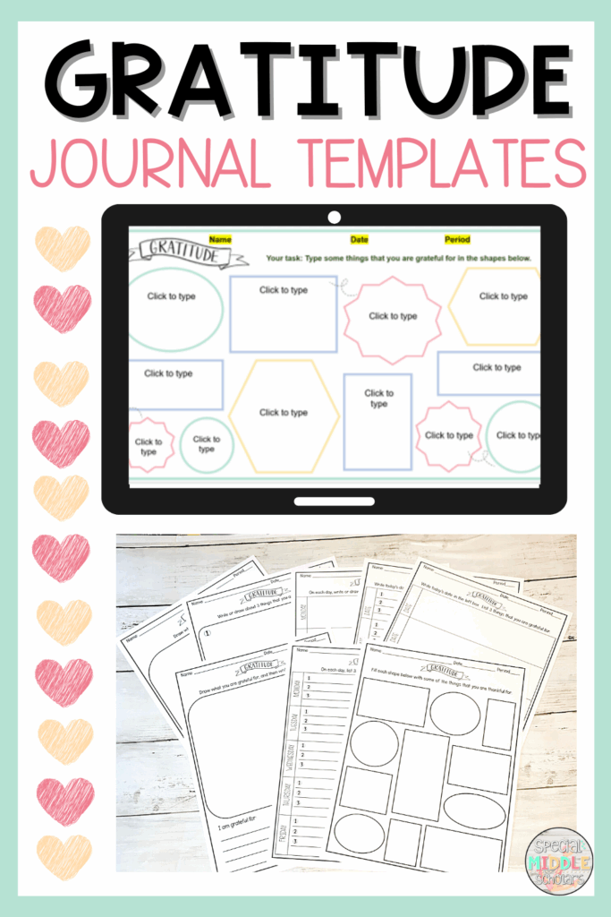 Gratitude Journal Templates Digital And Printable Journal Template 