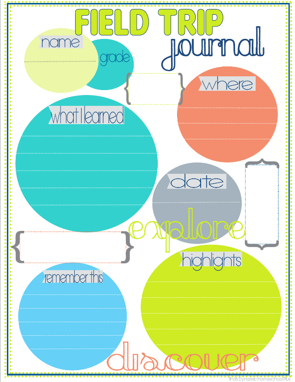 Homeschool Field Trip Journal Pages