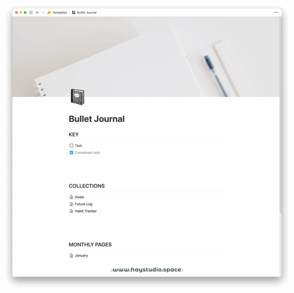 How To Create A Notion Bullet Journal Free Notion Template HAY Studio