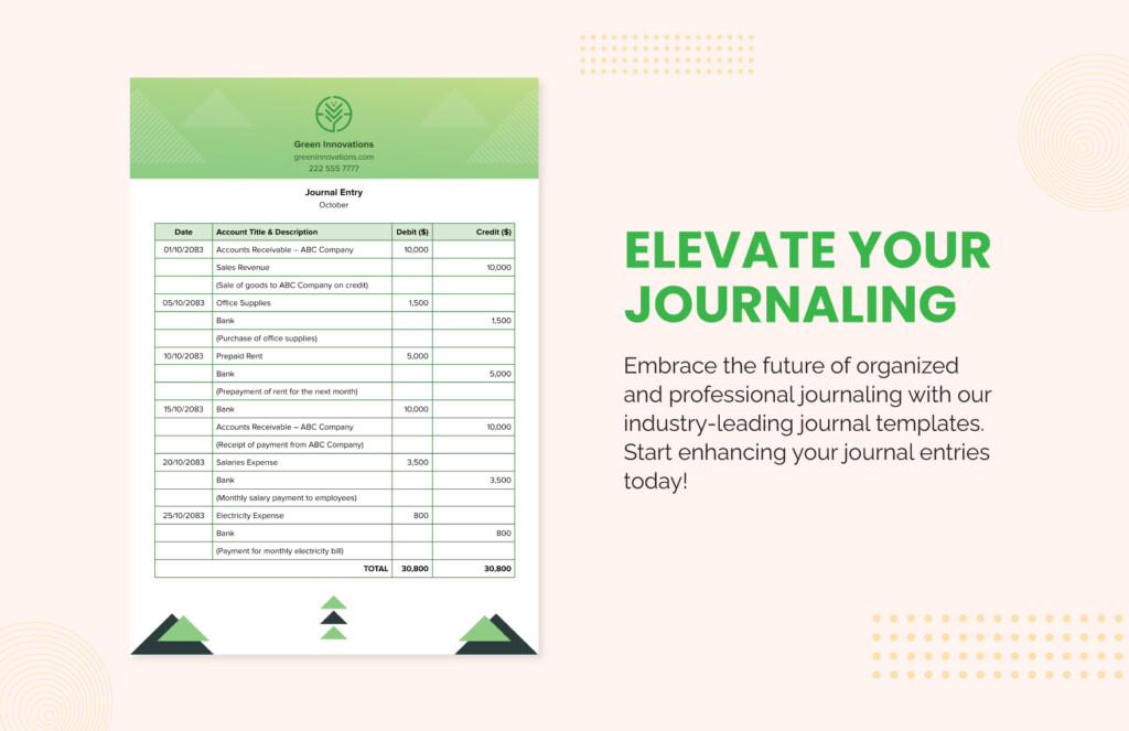Journal Entry Template In Word Download Template