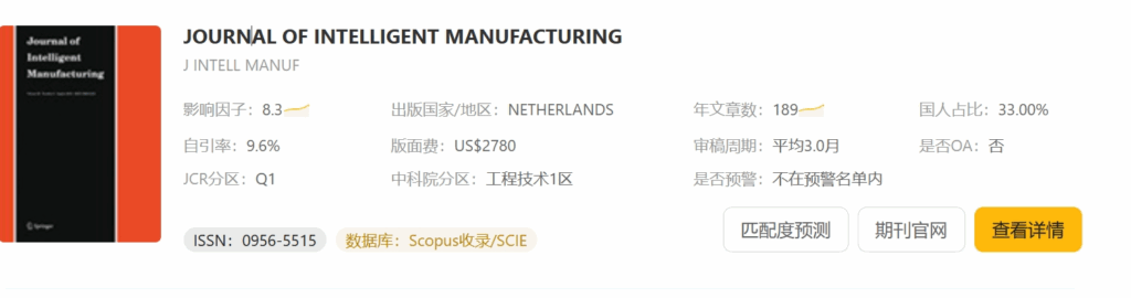 JOURNAL OF INTELLIGENT MANUFACTURING 