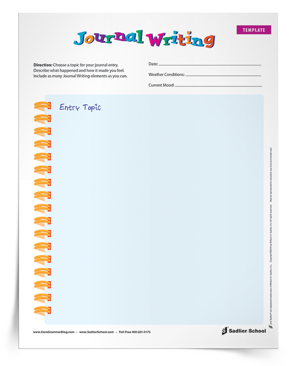 Journal Writing Template 3 12 Download Sadlier School