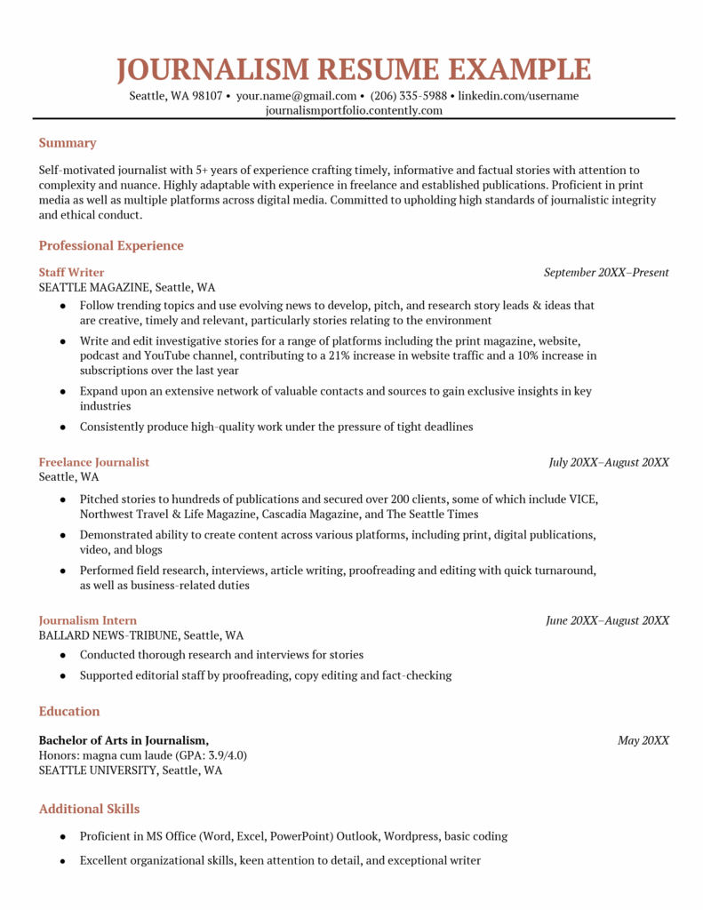 Journalism Resume Sample Expert Writing Tips Resume Genius