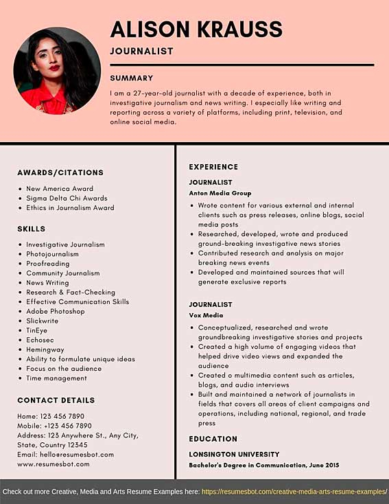 Journalist Resume Samples Templates PDF DOC 2024 RB