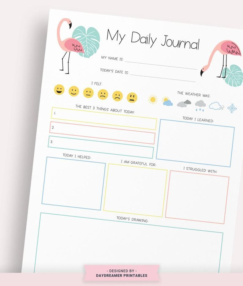 Kids Daily Journal Printable Journal For Kids Diary For Etsy 