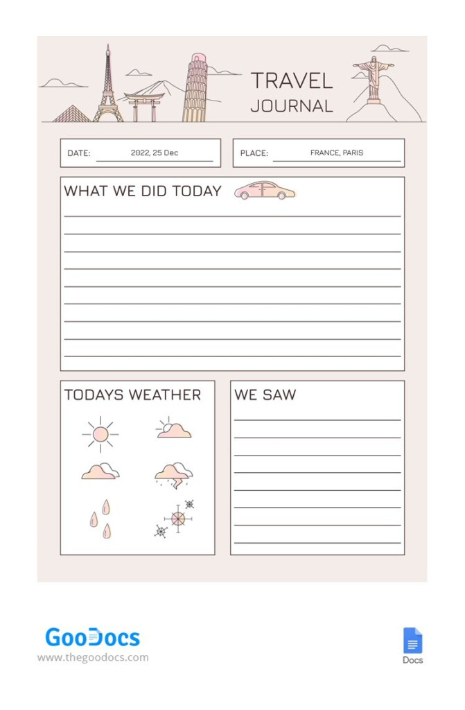 Minimal Travel Journal Template In Google Docs