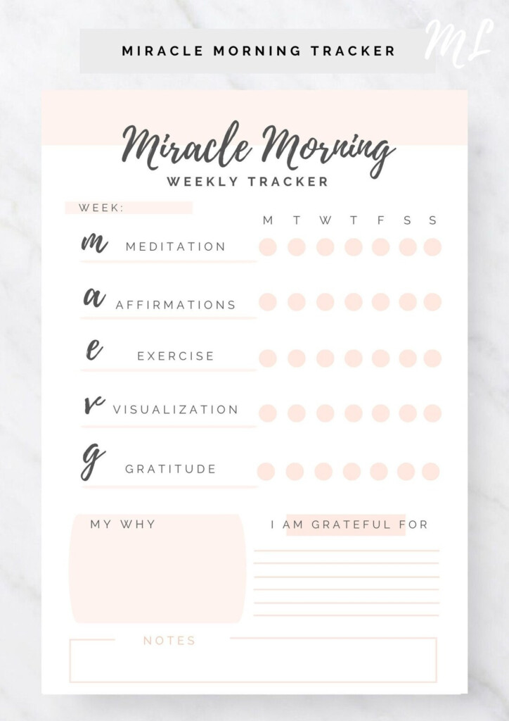 MIRACLE MORNING JOURNAL Weekly Miracle Morning Tracker The Miracle 
