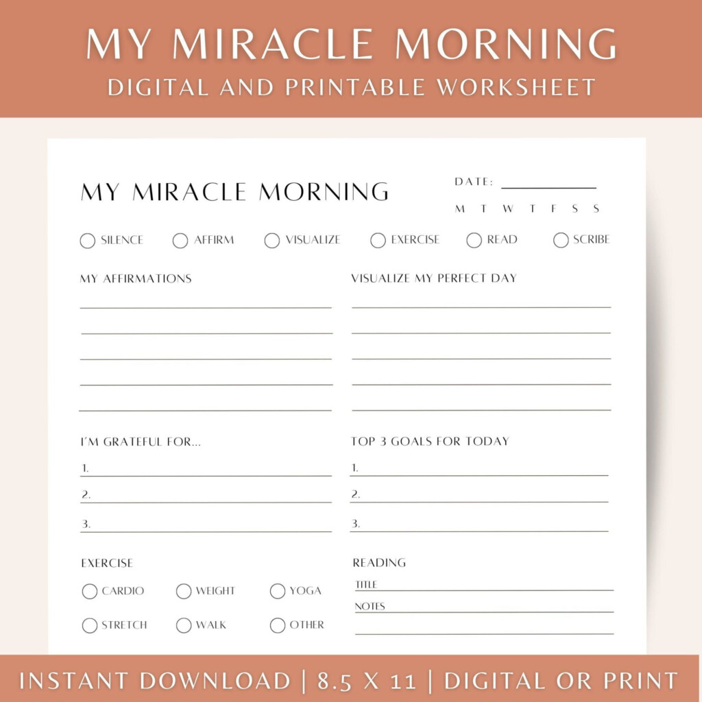Miracle Morning Printable Miracle Morning Journal Miracle Morning 
