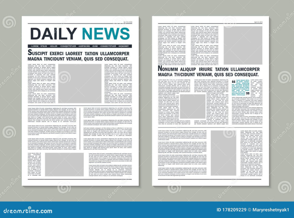 Newspaper Page Mockup Newsletter Journal Template With Headline For 