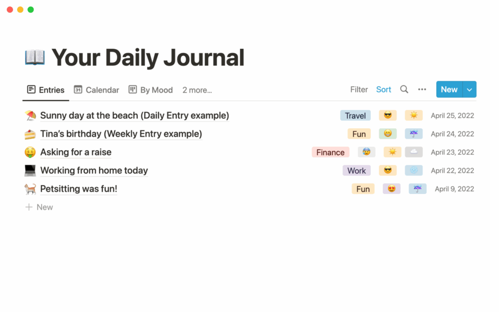 Notion Template Gallery Your Daily Journal