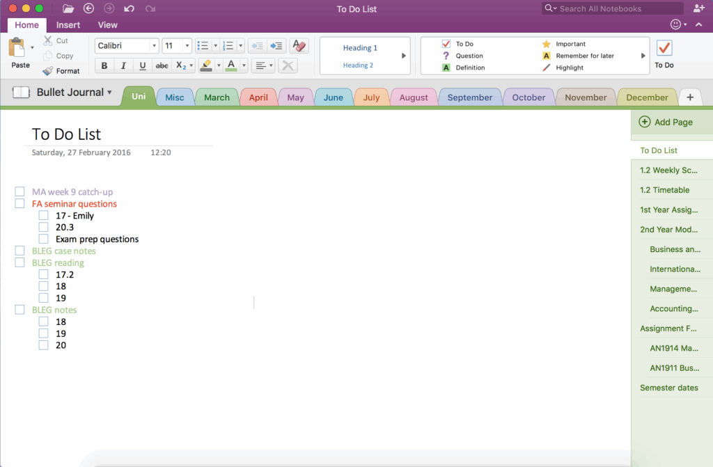 Onenote Bullet Journal Template