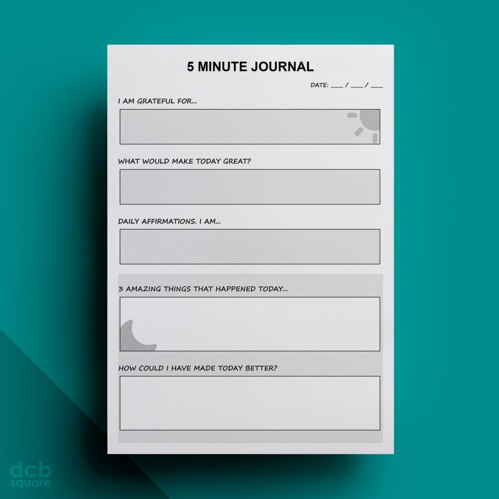 Printable 5 Minute Journal Template Fillable Form 2024