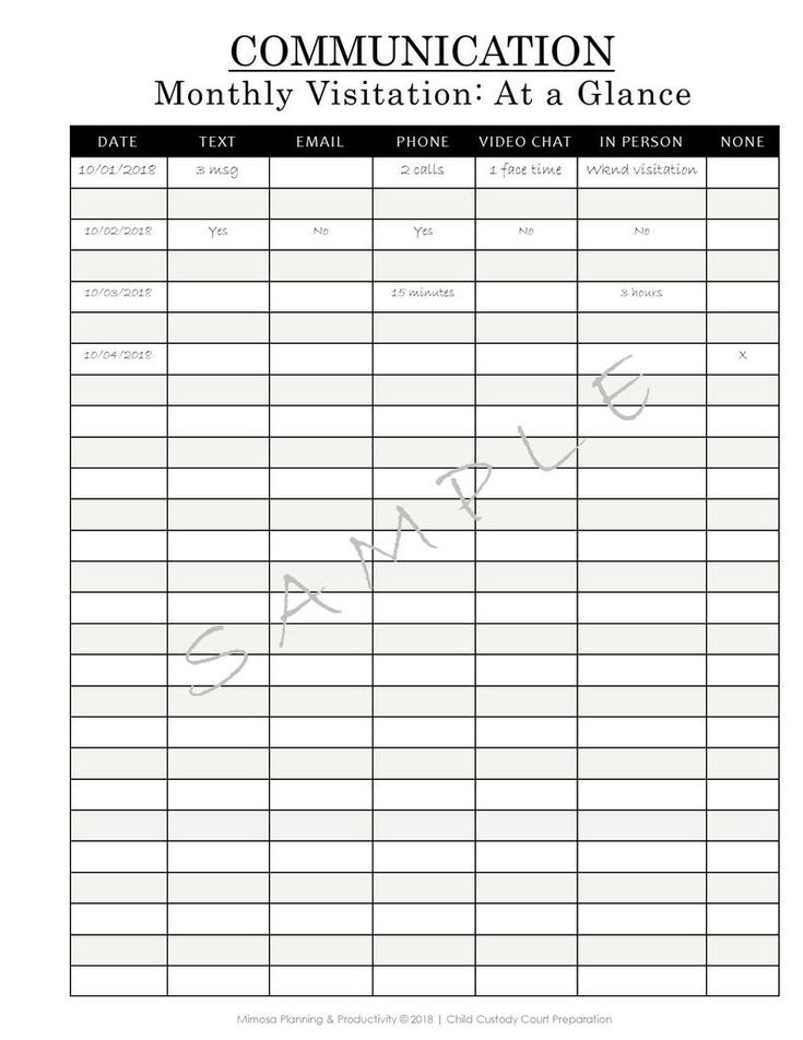 Printable Child Custody Journal Template Printable Templates Your Go 