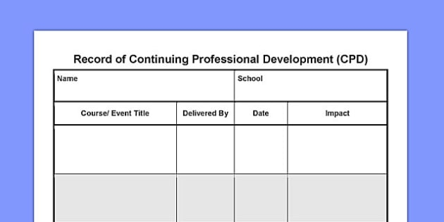 Printable Cpd Record Sheet Template Printable Templates