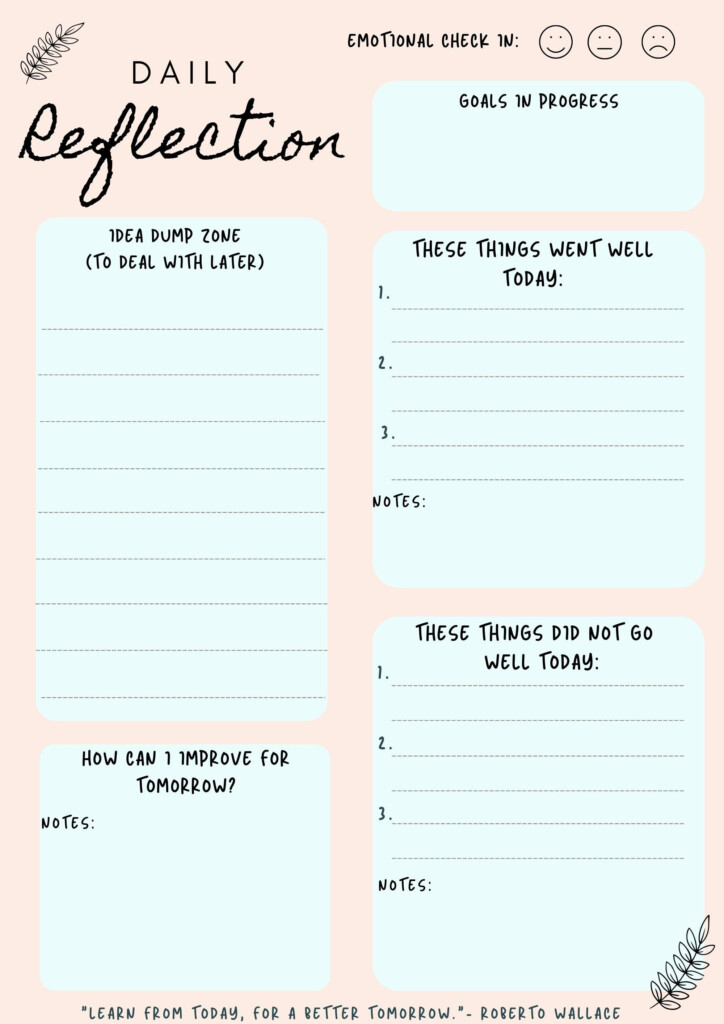 Printable Daily Reflection Journal Template