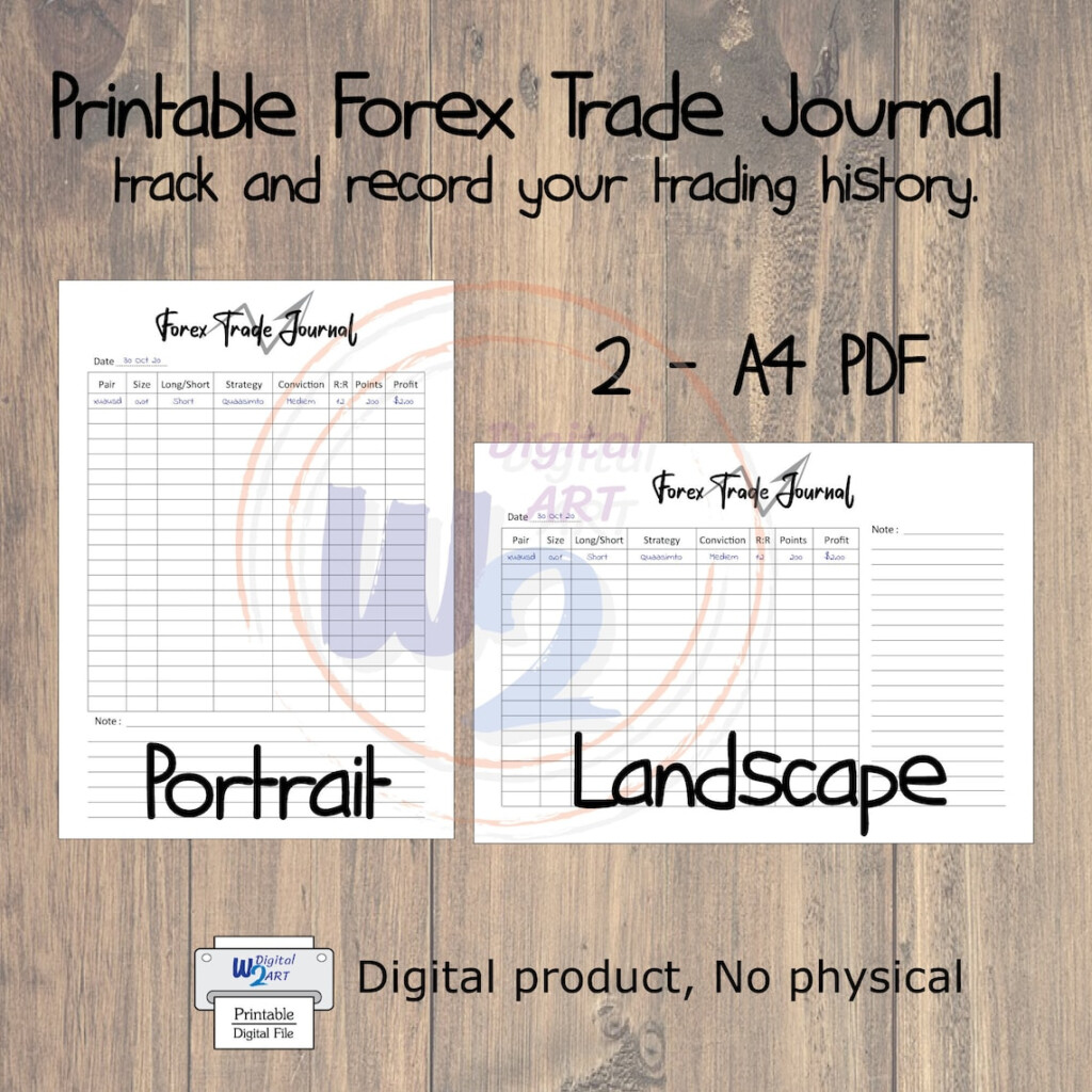 Printable Forex Trade Journal Printable A4 PDF Portrait And Landscape 