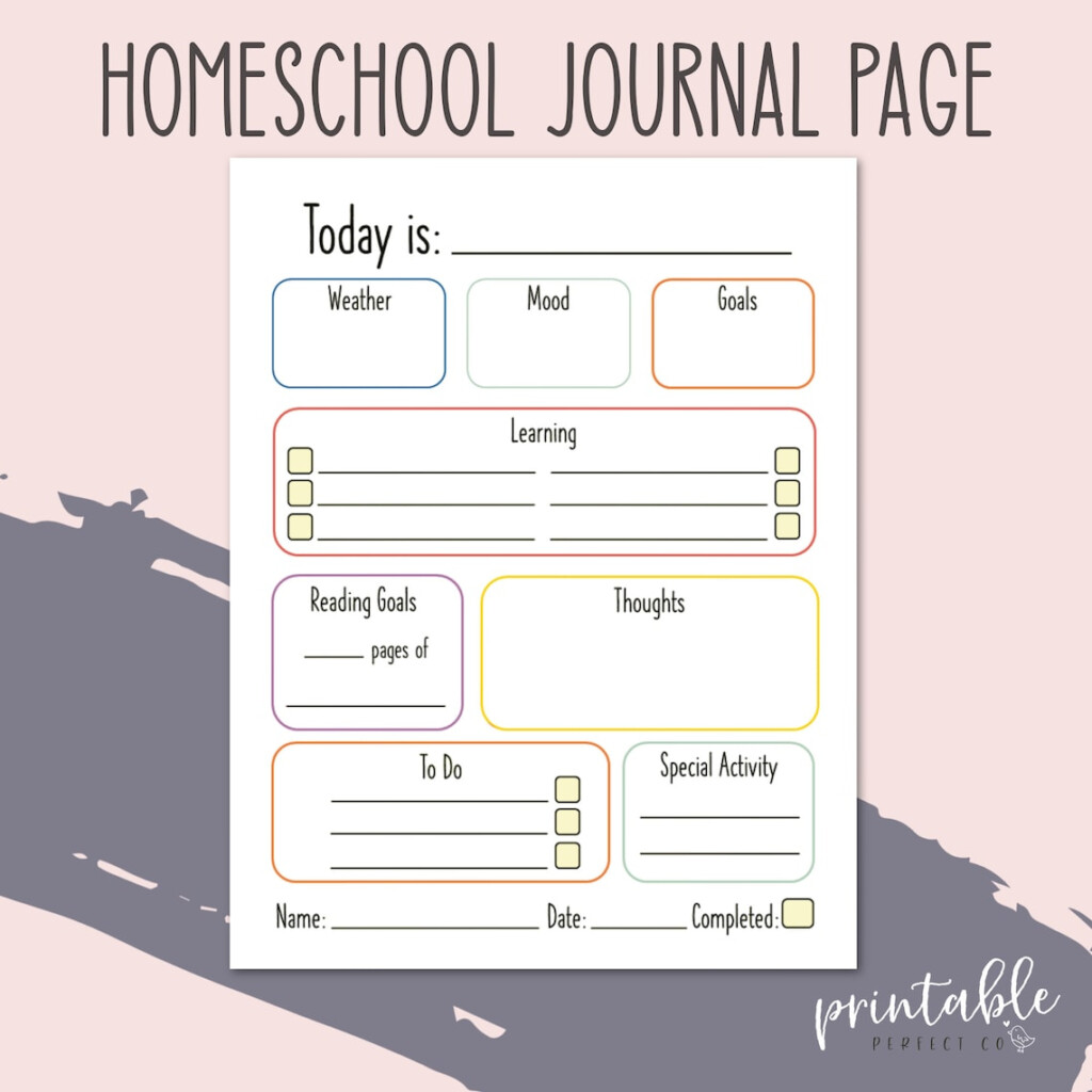 Printable Homeschool Journal Page Printable Homeschool Etsy