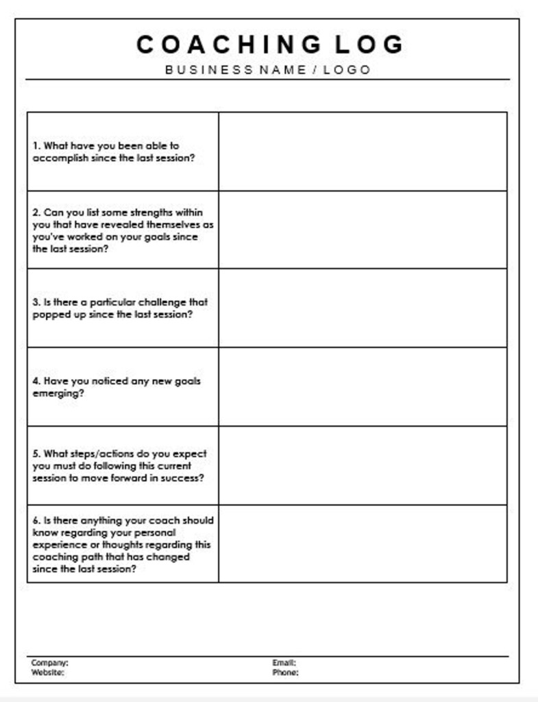 Printable Life Coaching Session Plan Template