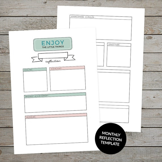 Printable Monthly Reflection Template Bullet Journal Monthly 