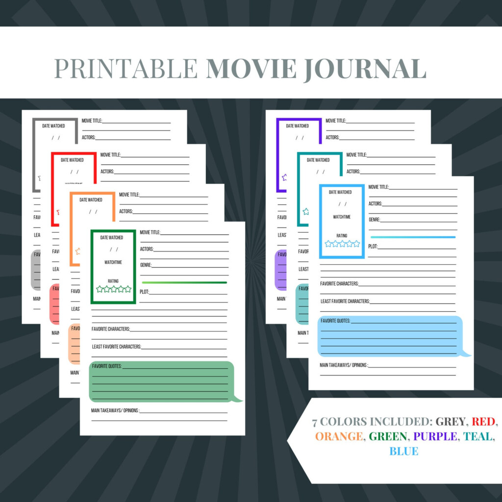 Printable Movie Journal Template Movie Watch Log And Review Etsy Espa a