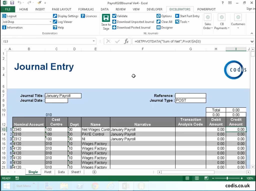 Quickbooks Journal Entry Template Excel