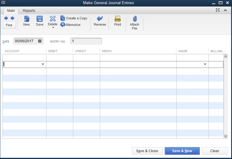 Quickbooks Journal Entry Template