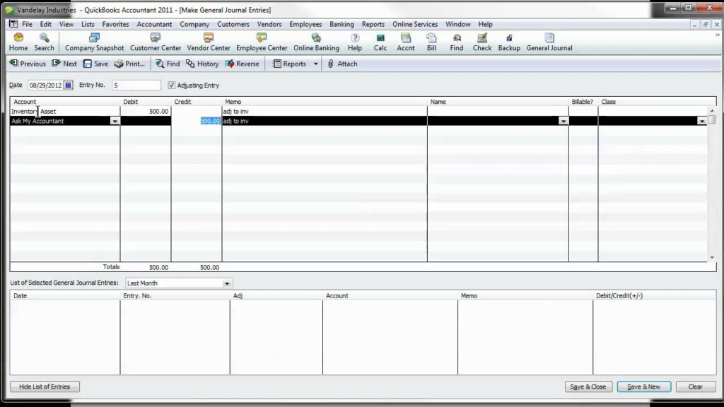 Quickbooks Journal Entry Upload Template