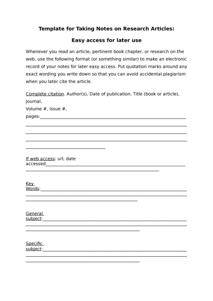 Research Note Taking Template