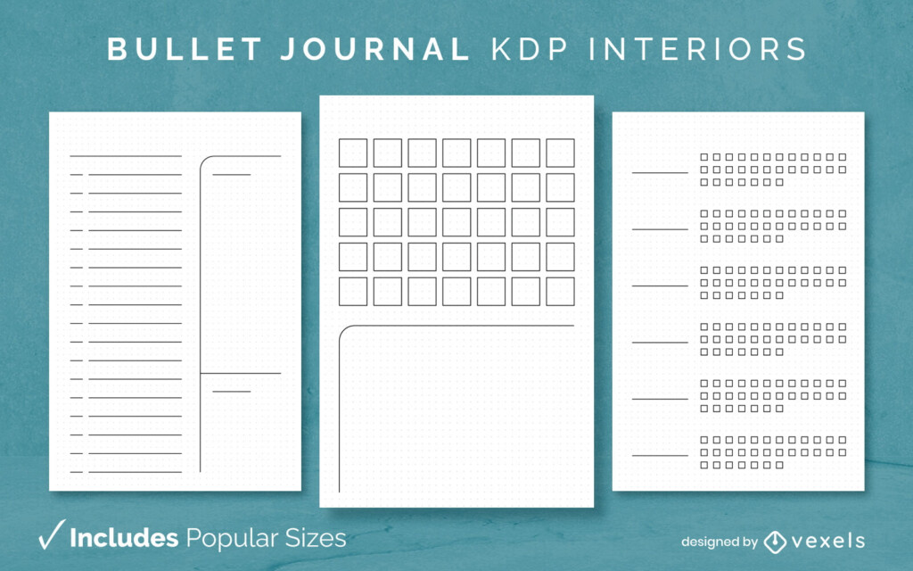 Simple Bullet Journal Design Template KDP Vector Download