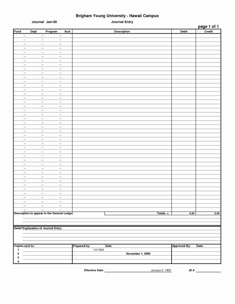 Simple Journal Entry Excel Template