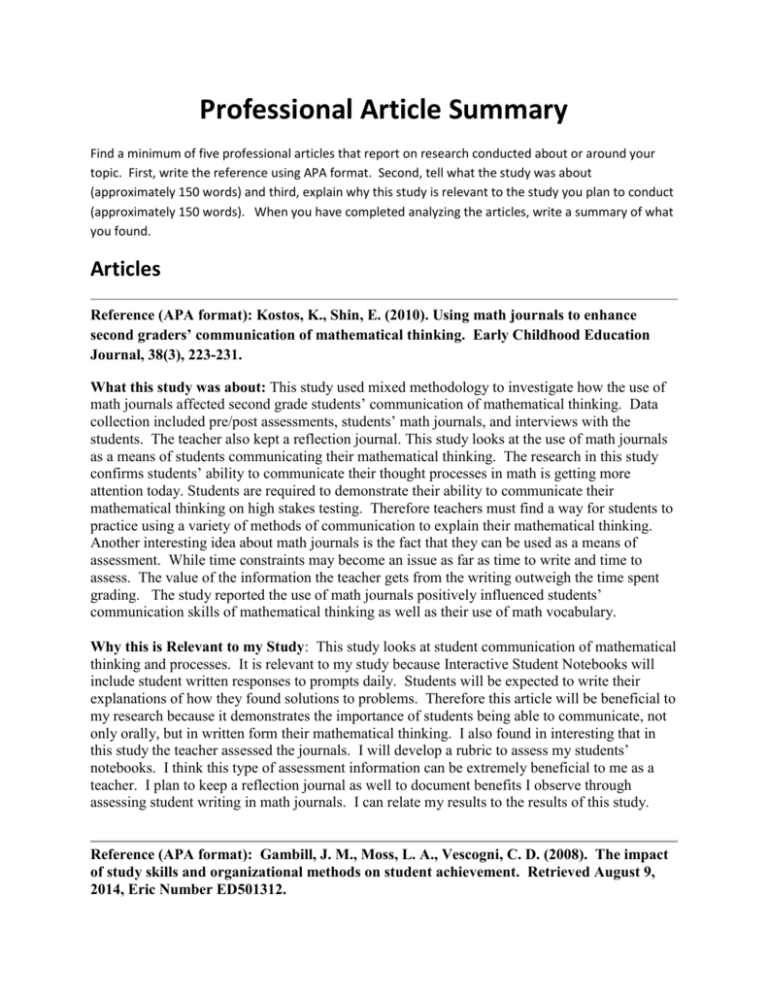 Structure Of An Apa Style Journal Article Design Talk