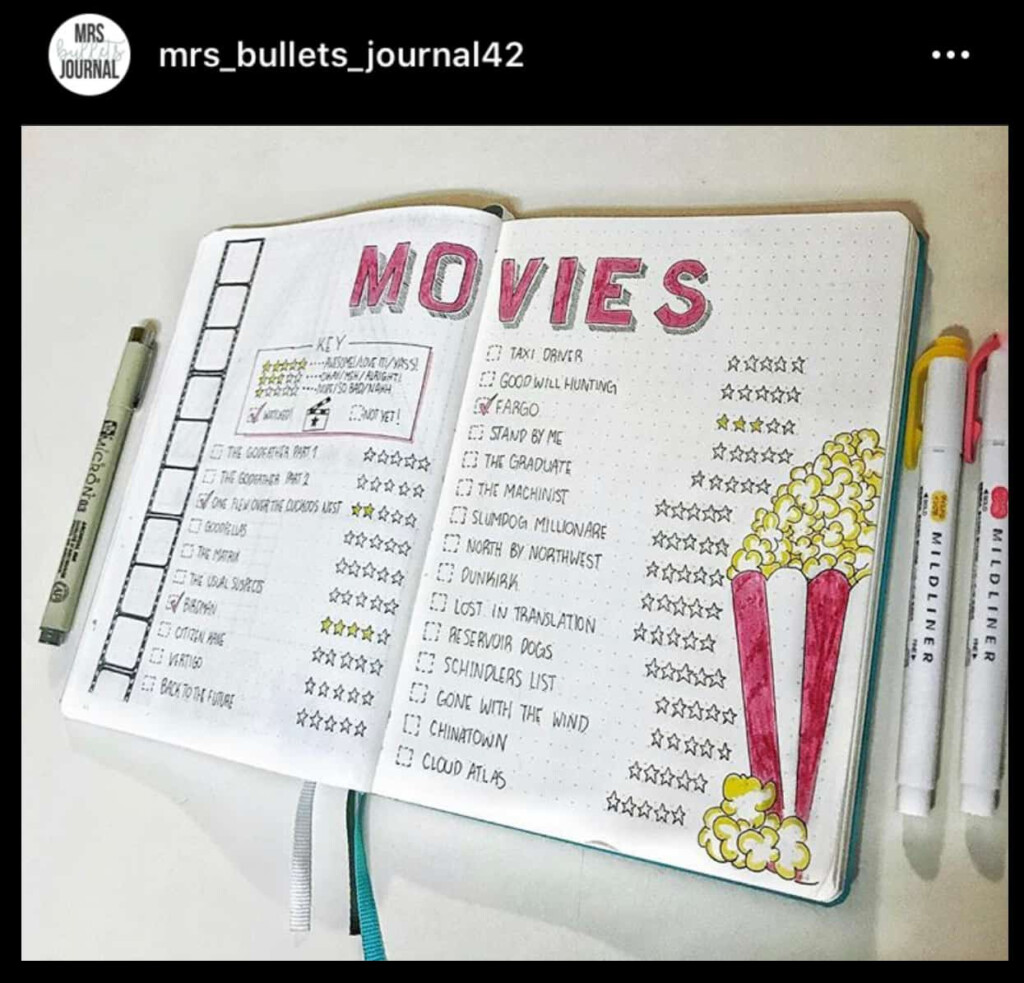The Prettiest Ways To Track Your Bullet Journal Movies And TV Shows 