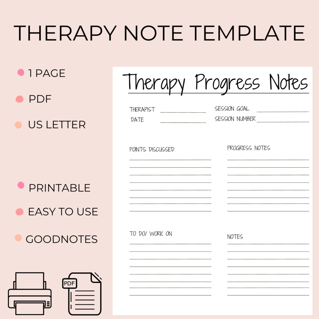 Therapy Notes Printable Therapy Journal Therapy Note Template 