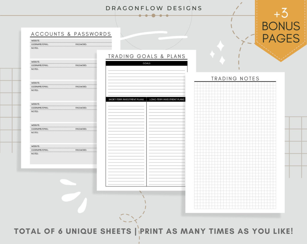 Trading Journal Printable Template Trader s Logbook PDF Download 