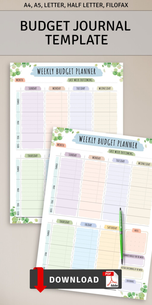 Weekly Budget Planner Printable Template Personal Budget Etsy 