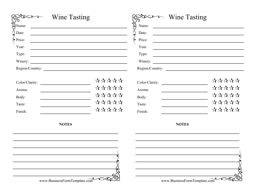 Wine Tasting Free Printable Printable Templates