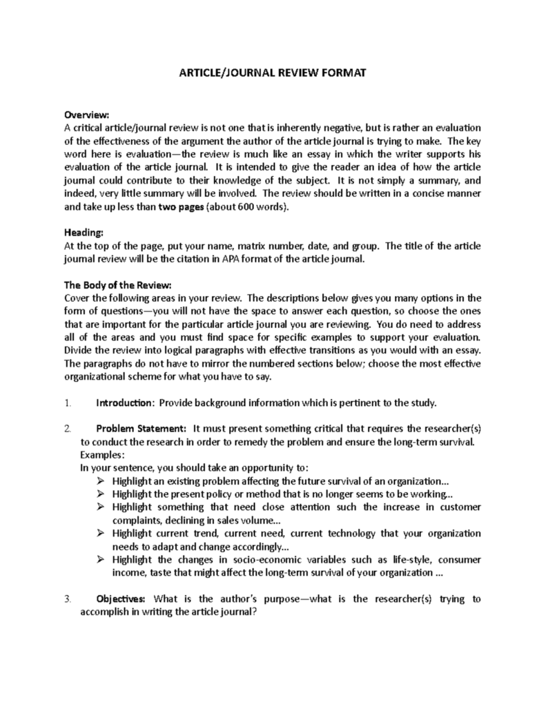 Writing A Journal Article Review Apa Style Design Talk
